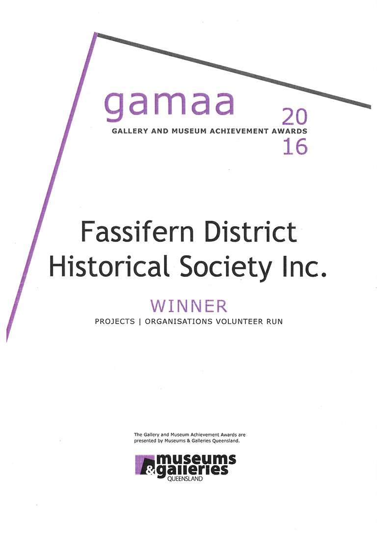 gamaa 2016 Fassifern District Historical Society Winners